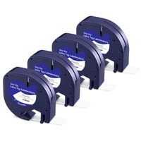 Mata1 Label Tape Refills (Black Print on Clear, 12 mm x 4 m, 4 Pack), Compatible with DYMO LetraTag Label Makers, Plastic Tape Replacement Cartridges, Self-Adhesive Tape, Labels, Labeling Tape