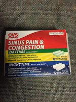 LOT OF 2 BOXES! cvs SINUS PAIN & CONGESTION Daytime 12ct/ Nighttime 12 ct
