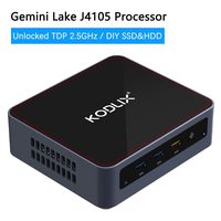 KODLIX GK45 Mini PC Intel Gemini Lake Celeron J4105 Mini Computer, LPDDR4 4GB RAM+64GB eMMC, DIY SSD&HDD, 4K@60Hz HDMI/Mini DP/USB-C Output, 2x Ethernet Port, Support Windows 10 Pro, Chromium&Linux OS