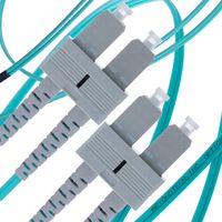 SC to SC OM4 Fiber Patch Cable Multimode Duplex - 15m (49ft) - 50/125 100Gb Aqua Color - Beyondtech PureOptics Series