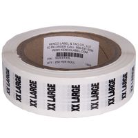 Clothing Size Strip Labels - 1.25" X 5" - 250 Strips Per Roll - Clear with Black and White Ink by Kenco (XXL)