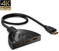 3 Port HDMI Switch, QGECEN High Speed HDMI Switcher Splitter 3 in 1 Out, Supports 4K, 1080p, 3D, HDCP for Chromecast/Roku/Fire tv Stick/Apple TV/Samsung TV/Blu Ray Player/Playstation/Wii U/Laptop