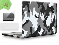 UESWILL 3in1 Unique Pattern Hard Case for MacBook Pro (Retina, 15-inch, Mid 2012 to Mid 2015), Model A1398, NO CD-ROM, NO Touch Bar + Keyboard Cover and Screen Protector,Camo/Gray