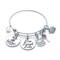 M MOOHAM 45th Birthday Gifts for Women - Charmed Bracelets 45 Birthday Gifts for Women Bestfriend Friends BFF Co-Worker Sisters Birthday Christmas Valentine's Present Live Laugh Love Bracelet