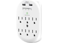 Rosewill 6 Outlet Surge Protector Wall Outlet with 2 USB Outlet Wall Ports 2.4A