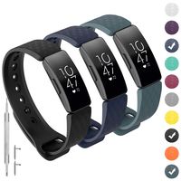 GVFM Compatible with Fitbit Inspire/Inspire HR Bands, Adjustable Soft Silicone Bracelet Accessories Sport Strap for Women Men Wristbands (Large: 6.7-8.1 inch, 3-Black,Navy and Slate)