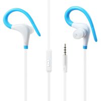 Reiko REIKO 3.5MM Universal Sport Stereo Headphones with Tangle Free Flat Cable & MIC in Blue Wired Headset for Universal - Blue