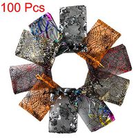 Giftprod Organza Bags, 100Pcs 5 Colors Print Silk Organza Drawstring Bags 4 x 6 Inch Gift Pouch Jewelry Snacks Candy Bags for Wedding Party Birthday Favors Christmas Thanksgiving Halloween
