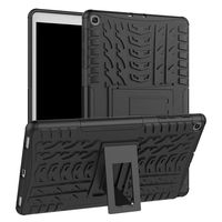 CreazyBee for Samsung Galaxy Tab A 10.1 2019 SM-T515/ T510 Hybrid Rugged Hard Rubber PC Stand Case Cover (Black)