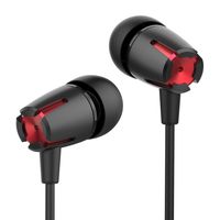 Earbuds ANMII M156 in-Ear Earphones with Microphone Stereo Noise Cancelling Wired Control Music Headphones (Red)