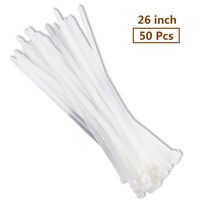26" Industrial Strength Zip Ties by Dekun, Extra Heavy Duty Nylon Wire Ties Straps, 175 LB Tensile Strength, White (50 Packs)