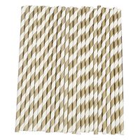 25Pcs Qingsun Weeding Cupcake Party Striped Drinking Paper Straws(Coffee)