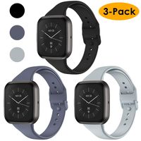CAVN 3 Pcs Sport Bands Compatible with Fitbit Versa 2 / Versa/Versa Lite, Bands for Women Men Silicone Narrow Watch Strap Replacement Waterproof Breathable Wristband Accessories