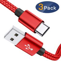 USB Type C Cable OULUOQI USB C Cable 3 Pack(6ft) Nylon Braided Fast Charger Cord(USB 2.0) Compatible with Samsung Galaxy S10 S9 Note 10 9 8 S8 Plus,LG V30 V20 G6 G5,Google Pixel (Red-New)