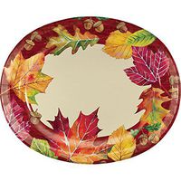 Creative Converting 332004case Fall Leaves Oval Plates, One Size, Multicolor