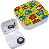 Portable Contact Lens Case Box Travel Kit Mirror + Bottle + Tweezers Container Holder [ Cute Comic Superhero ]