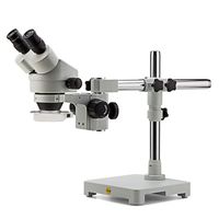 Swift S7 7X-45X Binocular Stereo Dissection Microscope, WF10X Eyepieces, 0.7X-4.5X Objective Power, 0.5X and 1X Additional Objective Lenses, 56-Bulb LED Ring Light, Single-Arm Boom Stand