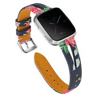 TeaBoy Genuine Leather Versa Bands Compatible with Fitbit Versa 2/Versa Lite/Versa SE Smartwatch Slim Wristbands Replacement Women Men Breathable Triangle Design Strap Versa Watch Band for Women Men