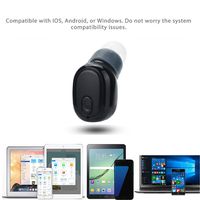 In-Ear Mini Style Wireless Bluetooth Stereo Headphone Headset Earbud Earphone Earpiece with Mic & Hands Free Calls for iPhone/Samsung (Black)
