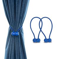 Magnetic Curtain Rope Tiebacks, Classic European Window Curtain Holders with Magnets for Blackout Curtain, Sheer Panels Draperies (Blue)