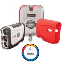 Bushnell Tour V4 Golf Laser Rangefinder + CR2 Battery + Golfwith Smart Marker GPS + Red Silicon Skin