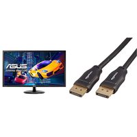 Asus VP28UQG 28" Monitor 4K/UHD 3840x2160 1ms DP HDMI Adaptive Sync/FreeSync Eye Care Monitor & AmazonBasics DisplayPort to DisplayPort HD Display Cable - 6 Feet