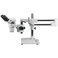 AmScope ZM-4BN3 Professional Binocular Stereo Zoom Microscope, EW10x Focusing Eyepieces, 2X-45X Magnification, 0.67X-4.5X Zoom Objective, Ambient Lighting, Double-Arm Boom Stand, Includes 0.3X Barlow Lens