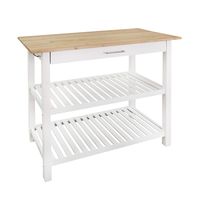 Casual Home Kitchen Island with Solid American Hardwood Top, White