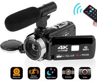 SEREE Camcorder 4K 30MP WiFi Control Digital Camera 3.0" Touch Screen Night Vision Video Camcorder Vlogging Camera with External Microphone