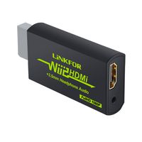 LiNKFOR Wii to HDMI Converter with 3.5mm Jack Audio Wii HDMI Adapter Wii2HDMI Converter Support All Wii Display Modes 480P 480I NTSC for TV Full HD Device Compatible with Nintendo Wii, Wii U