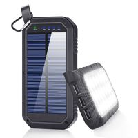 Solar Charger, 8000mAh BESWILL Solar Power Bank Phone Charger with 3 USB Output Ports and 21 LED Lights Portable Panel External Battery for Camping Outdoor for Smart Devices iOS Android