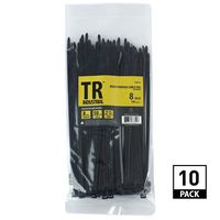 TR Industrial 88302 TR-CT81000 Multi-Purpose UV Resistant Black Cable Ties (1000 Pack), 8"