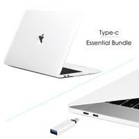 TOP CASE MacBook Pro 13 inch Case 2019 2018 2017 2016 Release A2159 A1989 A1706 A1708, Essential Bundle USB Type C to USB 3.1 Mini Adapter + Matte Clear Hard Case Compatible Newly MacBook Pro 13"