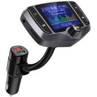 Nulaxy Bluetooth FM Transmitter for Car, 1.8" Color Screen Wireless Radio Adapter Handsfree Car Kit with QC3.0 & 5V/2.4A Charging, Support USB Drive, microSD, Aux, EQ, Car Battery Reading- KM29 Grey