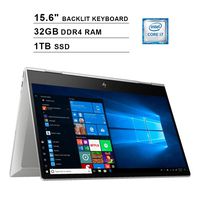 2020 HP Envy X360 15.6 Inch FHD 1080P 2-in-1 Touchscreen Business Laptop, Intel Quad Core i7-10510U up to 4.9GHz, Intel UHD Graphics, 32GB DDR4 RAM, 1TB SSD, WiFi, Backlit KB, FP Reader, Windows 10