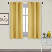 NICETOWN Triple Weave Microfiber Home Thermal Insulated Solid Ring Top Blackout Curtains/Drapes for Bedroom(Yellow, Set of 2, 42 x 63 Inch)