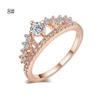 Hemlock Lady Jewelry Ring, Women Girl's Simple Pretty Crown Crystal Ring Princess Fingers Rings (Rose Gold-8)