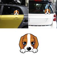 Cute Dog Peeking Reflective Car Vehicle Door Rear Window Sticker Decal Decor