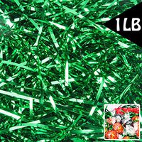 Green Crinkle Cut Paper Shred Filler Gift Filler 1 LB for Gift Wrapping Basket Filling Shiny Green