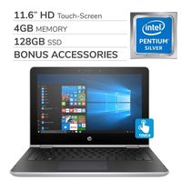 HP Pavilion X360 2-in-1 2019 Premium 11.6'' HD Touch-Screen Laptop Notebook Computer, Intel Pentium N5000, 4GB RAM, 128GB SSD,Wi-Fi,Bluetooth,Webcam,HDMI,No DVD,Win 10 Home,Bonus Accessories