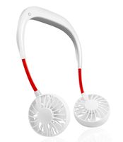 Hands Free Portable Neck Fan - 2000mAh Rechargeable Mini USB Personal Fan Battery Operated with 3 Level Air Flow, 7 LED Lights for Home Office Travel Indoor Outdoor (White)