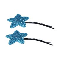 2PCS Baby Girls Alligator Hair Clips Star Sequins Princess Party Headbands Tiny Barrettes Buckle (Sky Blue)