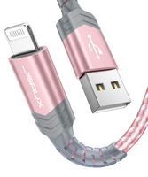 iPhone Charger Cable 6ft, JSAUX [Upgarded C89 Apple MFi Certified] Lightning Cable Nylon Braided USB Fast Charging Cord Compatible with iPhone 11 Xs Max X XR 8 7 6s 6 Plus SE 5 5s, iPad, iPod (Pink)