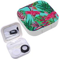 Portable Contact Lens Case Box Travel Kit Mirror + Bottle + Tweezers Container Holder [ Beautiful Floral ]