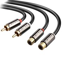 2RCA to 2RCA Cable, J&D Gold-Plated [Copper Shell] [Heavy Duty] 2 RCA Male to 2 RCA Female Stereo Audio Extension Cable, RCA Cable - 3 Feet
