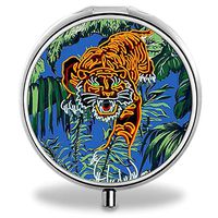 MLONE Pill Organizer - Round Stainless Steel Weekly Pill Case 3 Times-a-Day for Travelling/Pocket/Daily Needs, Medication Box Compartments to Hold Vitamins, Cod Liver Oil, Supplements (with Mirror)