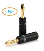 Aurum Cable Banana Plugs - 24k Gold Plated Connector Banana Plugs - 1 Pair