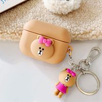 UR Sunshine AirPods Pro Case, Super Cute One-Piece Wearing Pink Bow Knot Decoration Surface Case, Soft Silicone Cover Earphone Protection Skin for AirPods Pro +Bear Pendant Keychain -Girl Bear