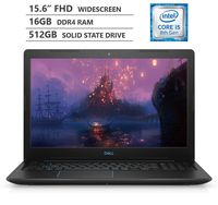 Dell G3 15.6" Full HD Gaming Laptop, Intel Core i5-8300H up to 4GHz, NVIDIA Geforce GTX 1050 Ti 4GB Graphics, 16GB RAM, 512GB Solid State Drive, HDMI, Wireless-AC, Bluetooth, Windows 10, Black