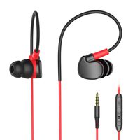 Wired Earphones in Ear Headphones with Mic, Sweatproof Earbuds for Sports Running Workout Gym S5 3.5mm Stereo Noise Cancelling Headsets Compatible with iOS/Android Device-Black and Red
